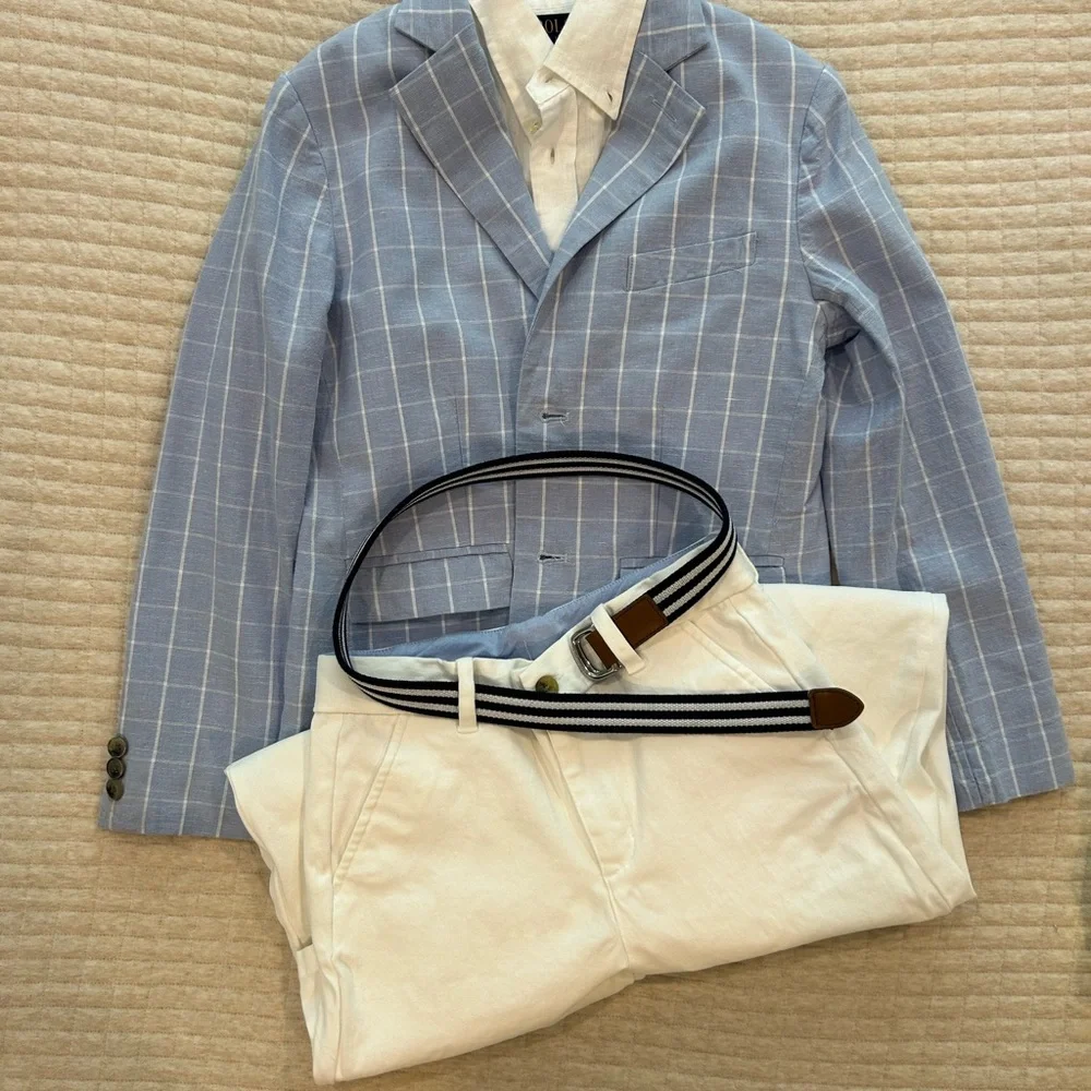 Janie and Jack Navy and White Striped Kids’ woven Belt sz 10-12 yrs